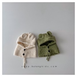 [Imported] Kids Balaclava Hat - Korean Style Solid Color for Autumn & Winter (lf2677) Free Size / Drawstring Buckle Bear Ear Hat - Pink (Kids) 3ea