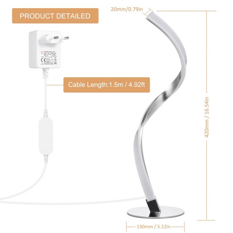 Neoglint 10W Spiral LED Table Light Dimmable 3 Lighting Colors