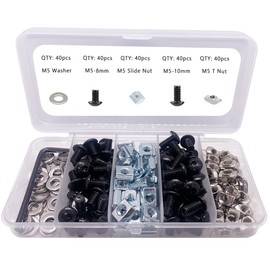 200pcs M5 T-Nuts Screws Kit for 2020 2040 8020 Series Aluminum Extrusion,40Pcs M5x10,40Pcs M5x8 Hexagon Socket Screws,40Pcs M5 T Sliding Nut,40Pcs M5 T Nut,40Pcs Washers