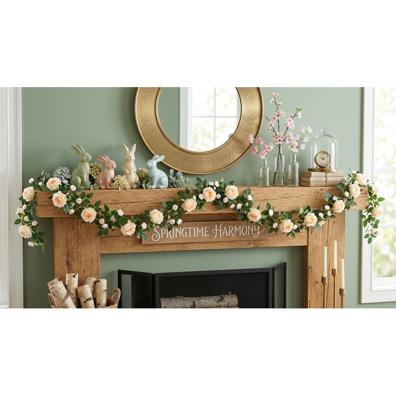 2 PCS 12FT Bendable Flower Garland, Artificial Rose Vine for