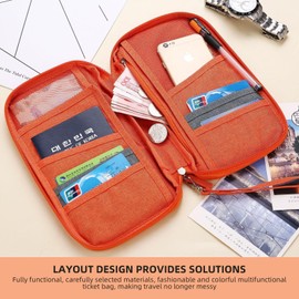 Family Passport Holder for Men Women, Travel Document Organizer with Zipper, Large Capacity Travel Passport Wallet, Protable Waterproof Passport Holder for Boarding Pass, ID, Phone