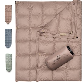 Down Camping Blanket with Footbox - Extra Puffy Packable Warm Lightweight Camp Quilt - Water Resistant for Backpacking Hiking Travel – Compact Outdoor Throw Sleeping Blanket with Bag - 52x77