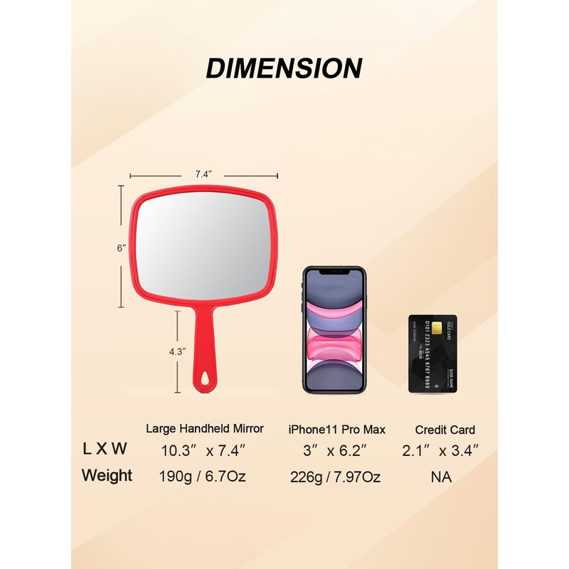 Gladmart Hand Mirror Salon Barber Hairdressing Handheld Mirror with Handle