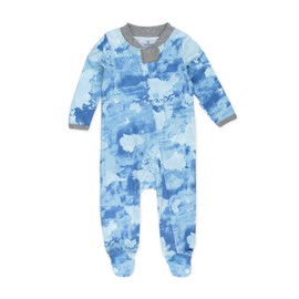 HonestBaby Sleep and Play Footed Pajamas One-Piece Sleeper Jumpsuit Zip-front PJs Organic Cotton for Baby Boys, Unisex, Watercolor World, 3-6 Months
