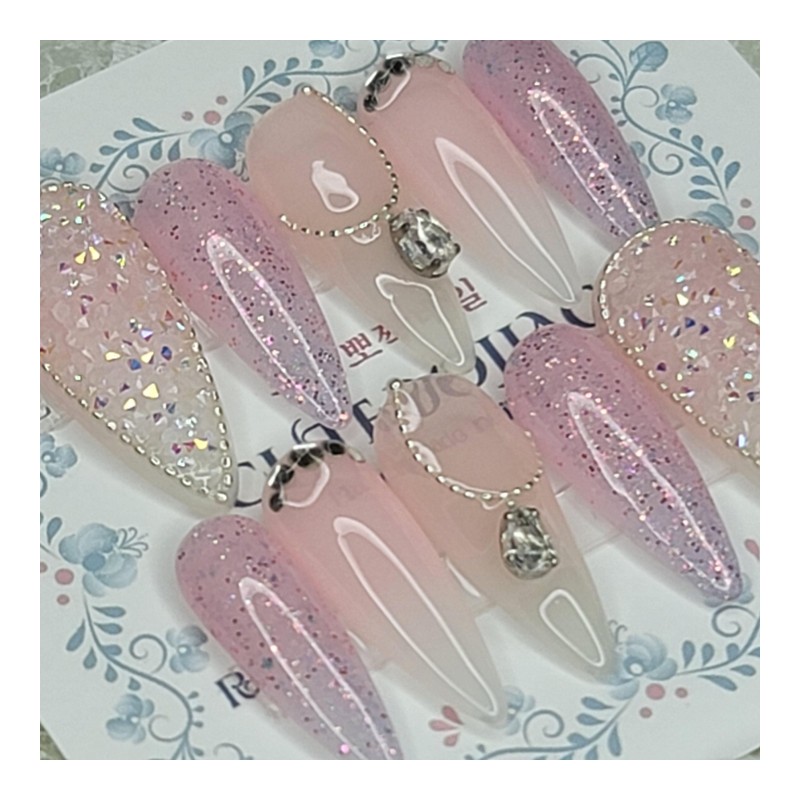 Lavender Pixie Handmade Nail Tips - Lipstick / 라벤더 픽시