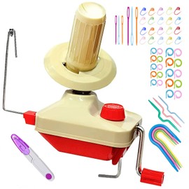 Avvolgitore per palline di filato, avvolgitore manuale per lana a sfera in fibra di filato Swift a mano per famiglia + 53 pezzi di ferri da maglia + 1PS forbici