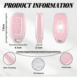 TOOMUME Key Case TPU Car Key Case Suitable for Hyundai i10 i20 i30 i20N i30N Santa Fe IG Grandeur Kona Elantra Tucson Accent Solaris, Key Cover Protection Key Case - Smart Key