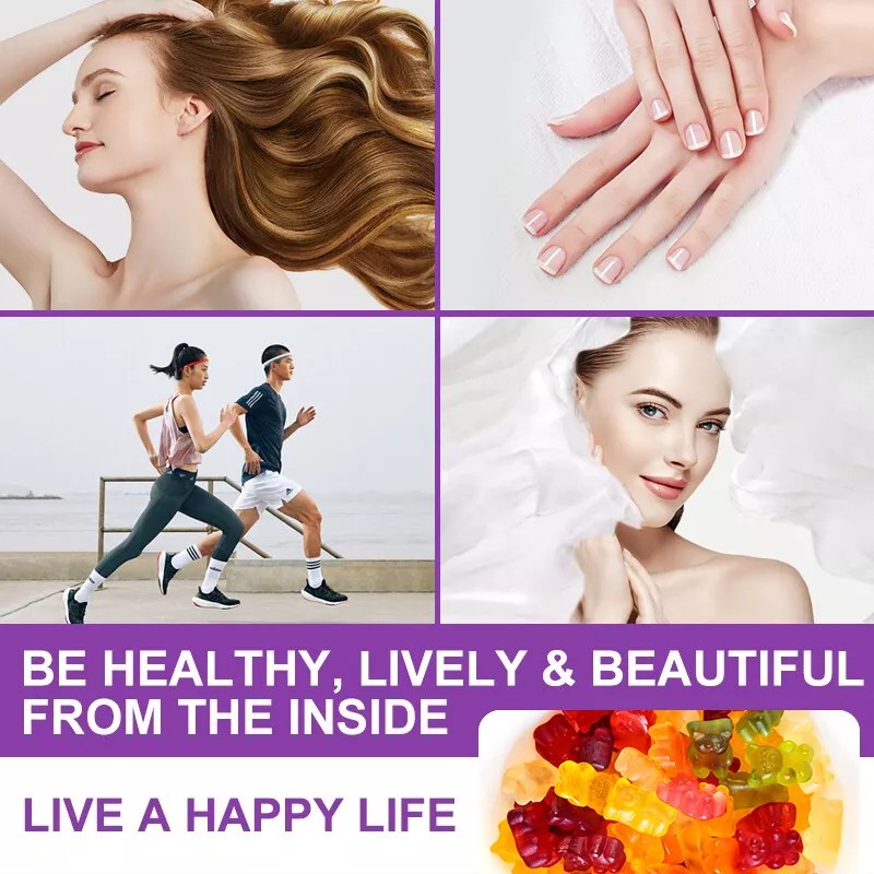 Organic Biotin Collagen Gummies Hair Skin Nails Joints Vitamins Immune