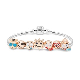 Emojem 7 Charm Travel Bracelet with 18K Gold Plated Emoji Charms