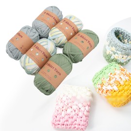 T Shirt Yarn, 6 Pack Soft Crochet Yarn for Beginner, High Elastic Polyester Fabric, Each Ribbon Yarn 100g/32.8yds, Colorful Knitting Yarn for Crochet Bags, Blanket, Coaster, DIY