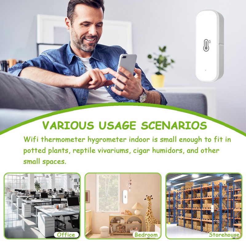 EPLZON WiFi Hygrometer Thermometer Sensor, Wireless Temperature and Humidity Sensor