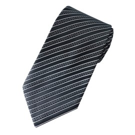 Towergem Extra Long Men's Tie Woven Jacquard Black Striped Necktie XL 63"