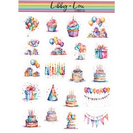 Happy Birthday Watercolor Planner Sticker | Libby and Lou Sticker Co