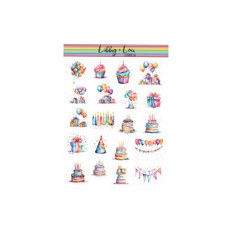 Happy Birthday Watercolor Planner Sticker | Libby and Lou Sticker