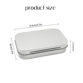 Tins Container, Metal Rectangular Tin Can,Mini Portable Box Small Storage Basic Necessities Home Storage Organizer Empty Hinged Household Storage Box with Lid for Candy Key Earring A4-SNTH (Silver-2)