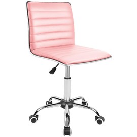 JUMMICO Office Chair Mid Back Task Chair Adjustable Home Computer Executive Desk Chair with 360° Swivel (Pink)
