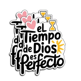 (3Pcs) El Tiempo de Dios ES Perfecto Stickers Christian Inspirational Bible Quote Waterproof Vinyl Decal Kindle Water Bottle Bumper Car Hard Hat Phone Laptop Religious Scripture Prayer Gifts - 3x2.5