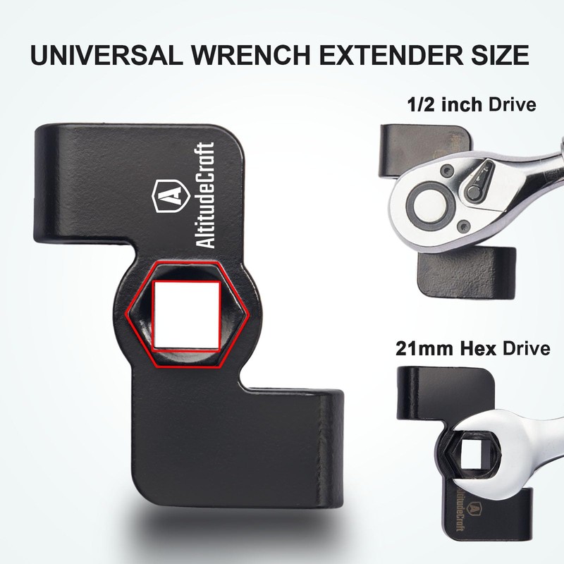 AltitudeCraft Universal Wrench Extender Adaptor, 1/2" Breaker Bars & 21mm