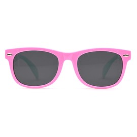 JUSLINK Flexible Polarized Baby Sunglasses for Toddler and Infant with Strap Age 0-4(Pink+Green)