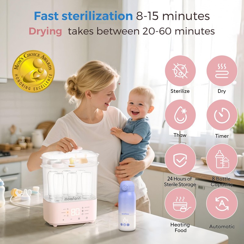 Bottle Sterilizer and Dryer, All-in-One Electric Steam Sterilizer Bottle Sanitizer