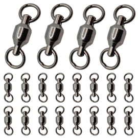 Fabulous Hall Swivel Ball Bearing Type Size 2 Break Value 25 kg Solid Ring Sarkan Fishing Stainless Steel Lures 20pcs Black