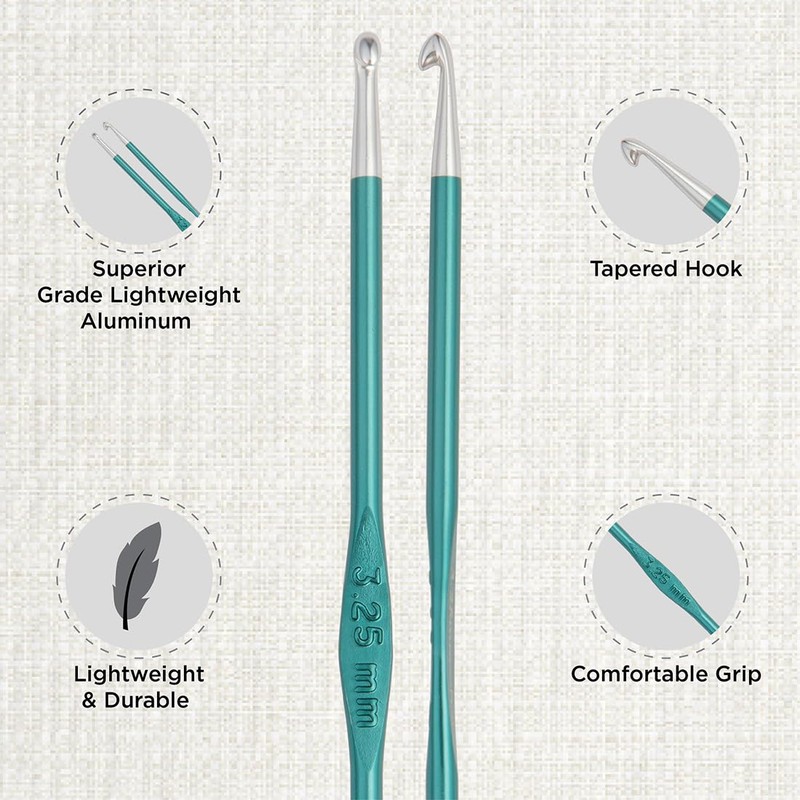 KnitPro Zing Crochet Hooks Set - 12 Color Coded Single