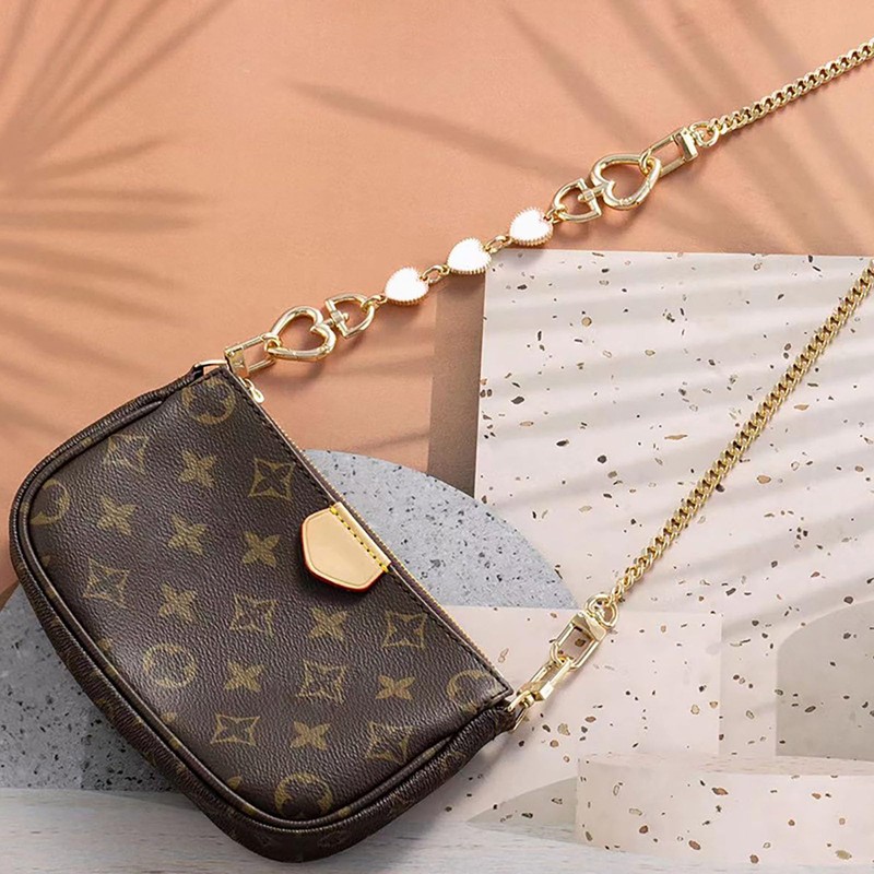 2Pcs Heart Shape Purse Chain Strap Short Bag Chain Strap