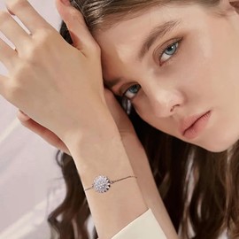 bike8 Spinning Sunflower Bracelet for Women Adjustable Rhinestone Sunflower Mood Bracelet Sparkly Flower Anxiety Bracelets Cubic Zircon Sunflowers Fidget Bracelets Worry Relieving Jewelry Accessories