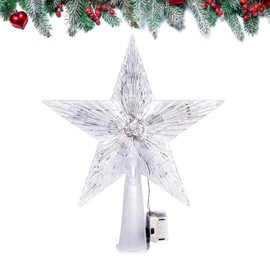Christmas Tree Top Star 3D Glitter Hollow Star Tree Topper Christmas LED Lightup Tree Topper Glowing Star Tree Topper for Holiday Xmas Seasonal Party Home Decoration (Star-1)