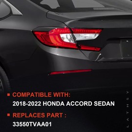 Tail Light Assembly Compatible With 2018-2022 Honda Accord Sedan Outer Left Driver Side LED Brake Talilight Replace 33500TVAA01