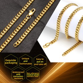 SytsLNKXXX Miami Cuban Chain Necklace for Men/Women,316L Stainless Steel 4/6MM Width 18"/20"/22"/24"Length Fashion Lobster Clasp Hip Hop Jewelry,Cuban Link Chain Gold Plated/Silver Chain Stainless Steel with Gift Box