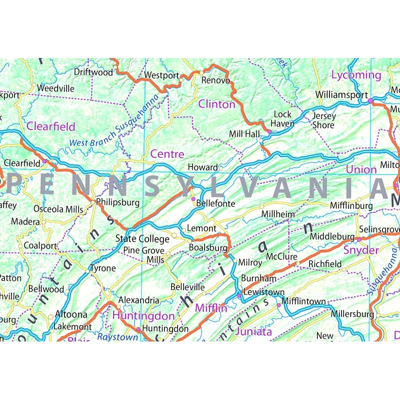 Tiger Moon Pennsylvania State Map - 22.5 x 14.4 Inches,