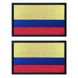 2 PCS AliPlus Colombia Flag Patches Embroidered Tactical Military Morale Patch Applique Fastener Hook and Loop