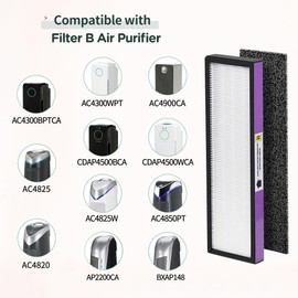 Uaswpart FLT4850PT HEPA Filter B Replacement Compatible with Guardian Technologies Filter B for Models AC4850PT, AC4825, AC4300BPTCA, CDAP4500BCA, AC4820, AC4900 and More, 2x H13 HEPA + 6x Pre-Filters