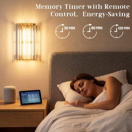 Keep Shinning Gold Battery Operated Wall Sconces Set of Two, Crystal Wireless Wall Lights with Remote, Rechargeable Cordless Wall Lamps 12 RGB and 3 CCT Dimmable Decor for Bedroom Living Room Hallway