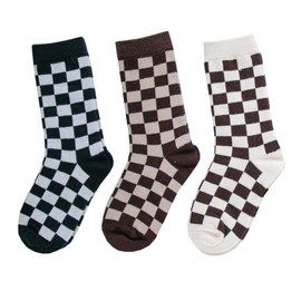 Girls Checkered Plaid Crew Socks Cotton Cute Novelty Brightly Color Anklet Socks for Kids Toddler Boys Unisex