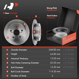 A-Premium Rear Disc Brake Rotors and Ceramic Pads Kit with Calipers Compatible with Toyota Camry 2002-2006, Avalon 2005-2007, Solara 2004-2008, 8-PC Set