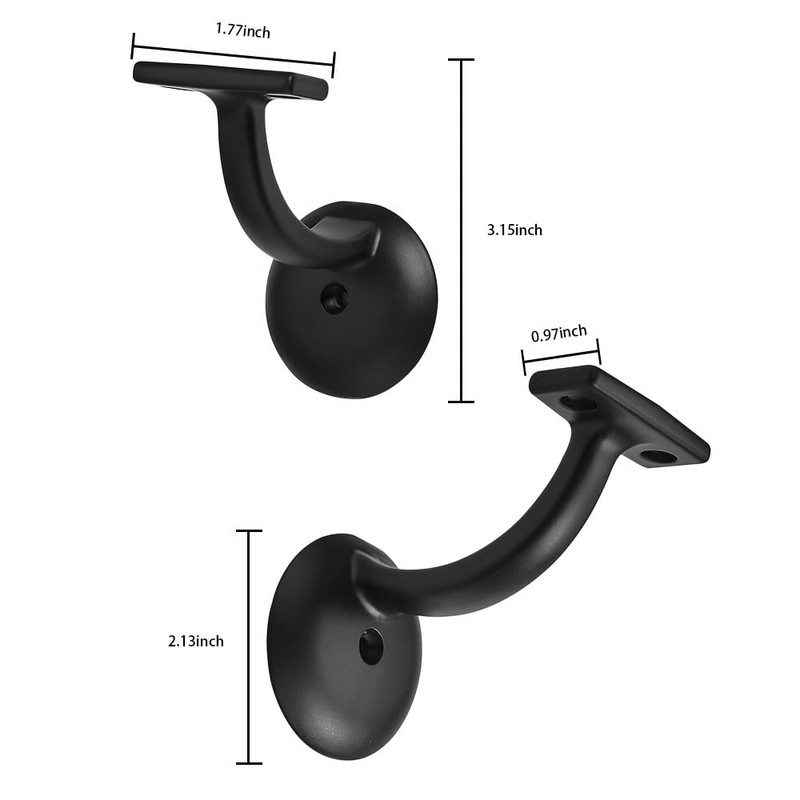 khtumeware 4 Pack Matte Black Hand Rail Bracket Heavy Duty