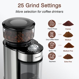 Secura Conical Burr Coffee Grinder Electric Coffee Grinder with 25 Precise Grind Settings, 2-12 Cups