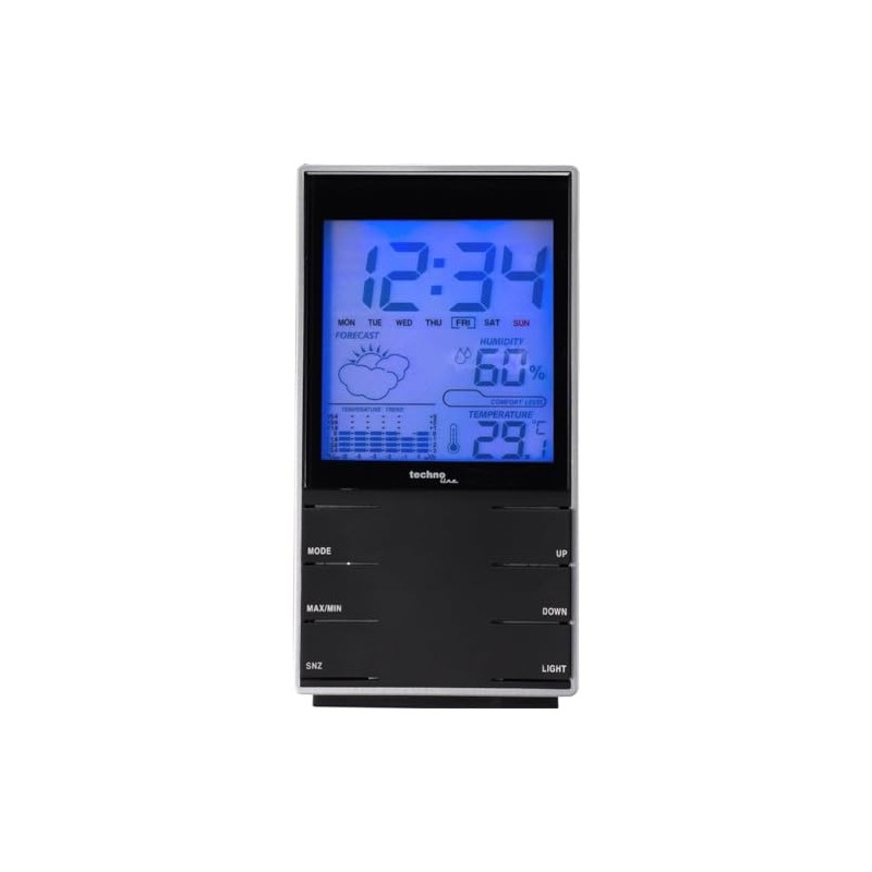 techno line WS 9120 Stazione Meteo, Argento/Nero