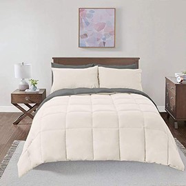 Royal Hotel Soft and Plush Down Alternative Comforter - Reversible with 2 Colors Duvet Insert Comforter - Hypoallergenic Hotel Plush Down-Alternative - California King, King, Ivory Cream and Charcoal