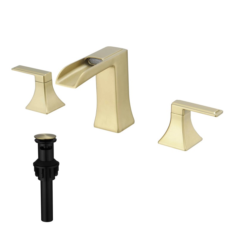 8 Inch Modern Brass Waterfall Bathroom Faucet Widespread Sink Faucet