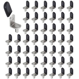 1/4 Inch (6.35mm) Shelf Pins 50 Pcs L-Shaped Metal Support Pegs with Black Silicone Sleeve for Kitchen Bookcase Cabinet Furniture Support