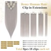 Elailite Real Hair Clip-In Extensions, 8 Wefts, Grey, Straight, Real