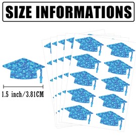 Graduation Cap Stickers Class of 2024 Grad Hat Labels Gold Foil Congrats Grad Doctoral Cap Shaped Stickers Decals for College High School Graduation Party Supplies 200pcs (Color1)