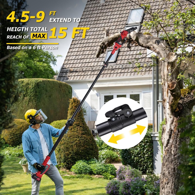 Velotrex 2-IN-1 Cordless Pole Saw and Mini Chainsaw, 8 Inch