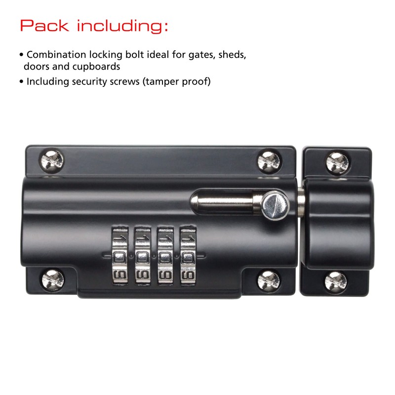 Sterling CLB110BK 110mm 4 Unique Combination Locking Bolt-Black-with Anti-Tamper Security
