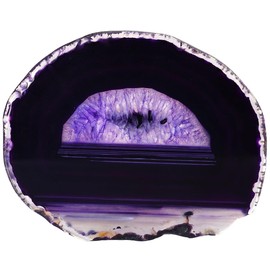 Nupuyai 2pcs Purple Agate Slices Cup Mats Coasters for Drink, Irregular Crystal Stone Coaster Set Place Cards for Wedding Home Decor 3.1"-3.9"