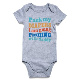 Loveternal Unisex Newborn Clothes 3-6 Month Neutral Packmy Diapers I Am Going Fishing With Daddy Baby Rompers Funny Baby Boys Cotton Jumpsuits Babies Underwear Toddler One-Piece Bodysuits
