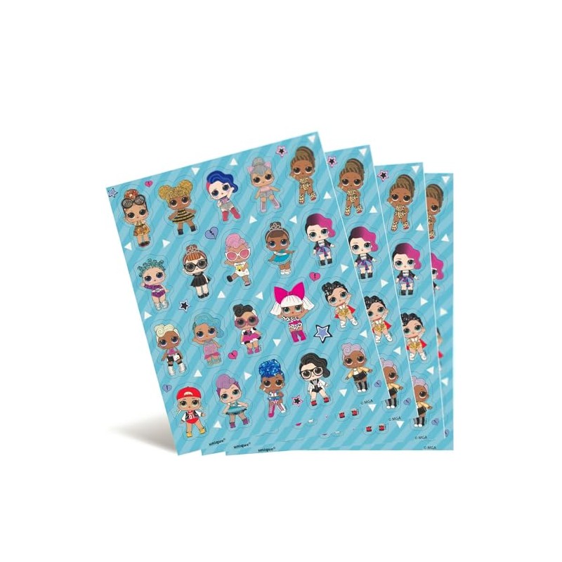 Unique LOL Surprise Multi-color Paper Sticker Sheets (Pack of 4)